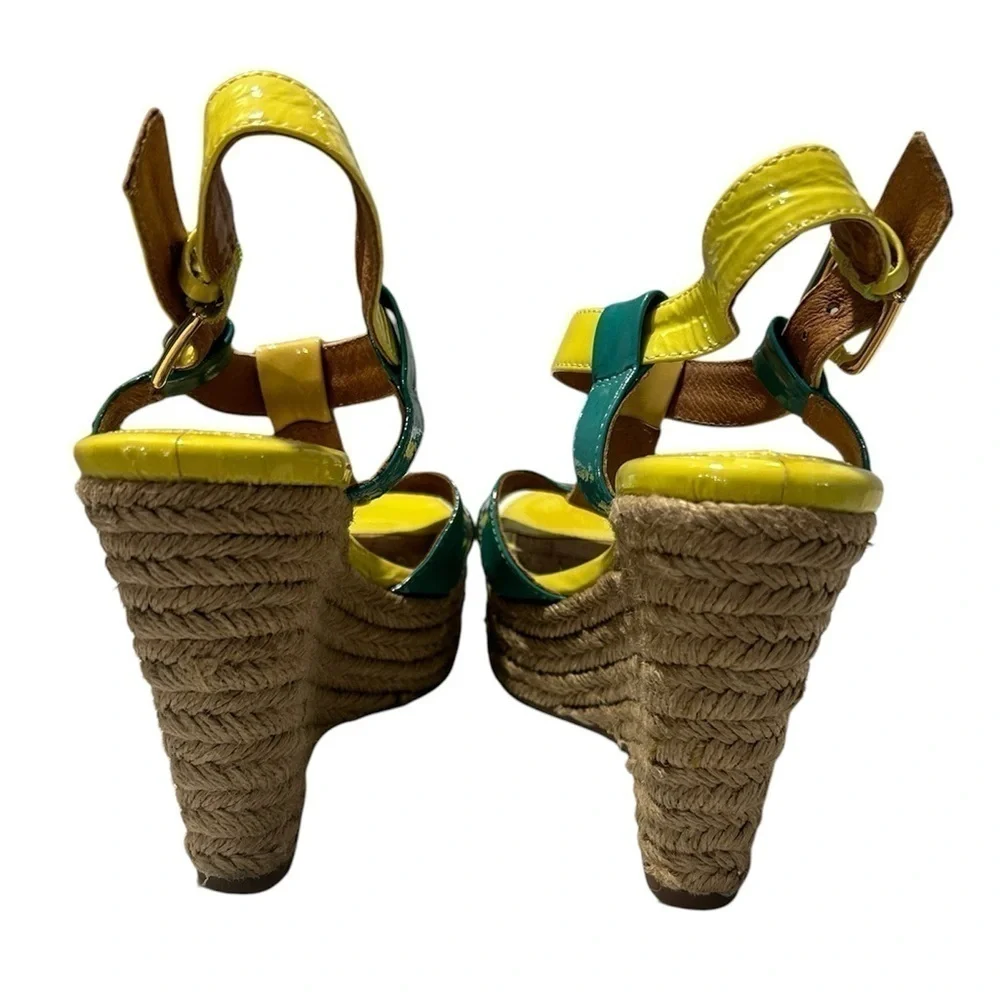 {Sofft} Pedra Ocean Patent Leather Espadrilles Wedges